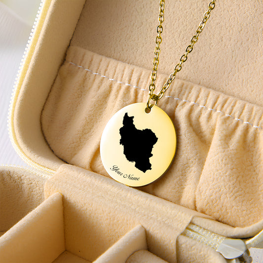 Iran Country Map Necklace - Personalizable Jewelry