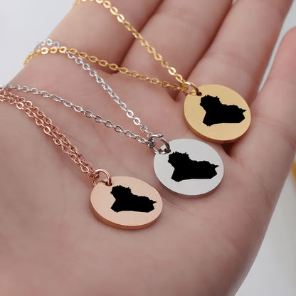 Iraq Country Map Necklace - Personalizable Jewelry