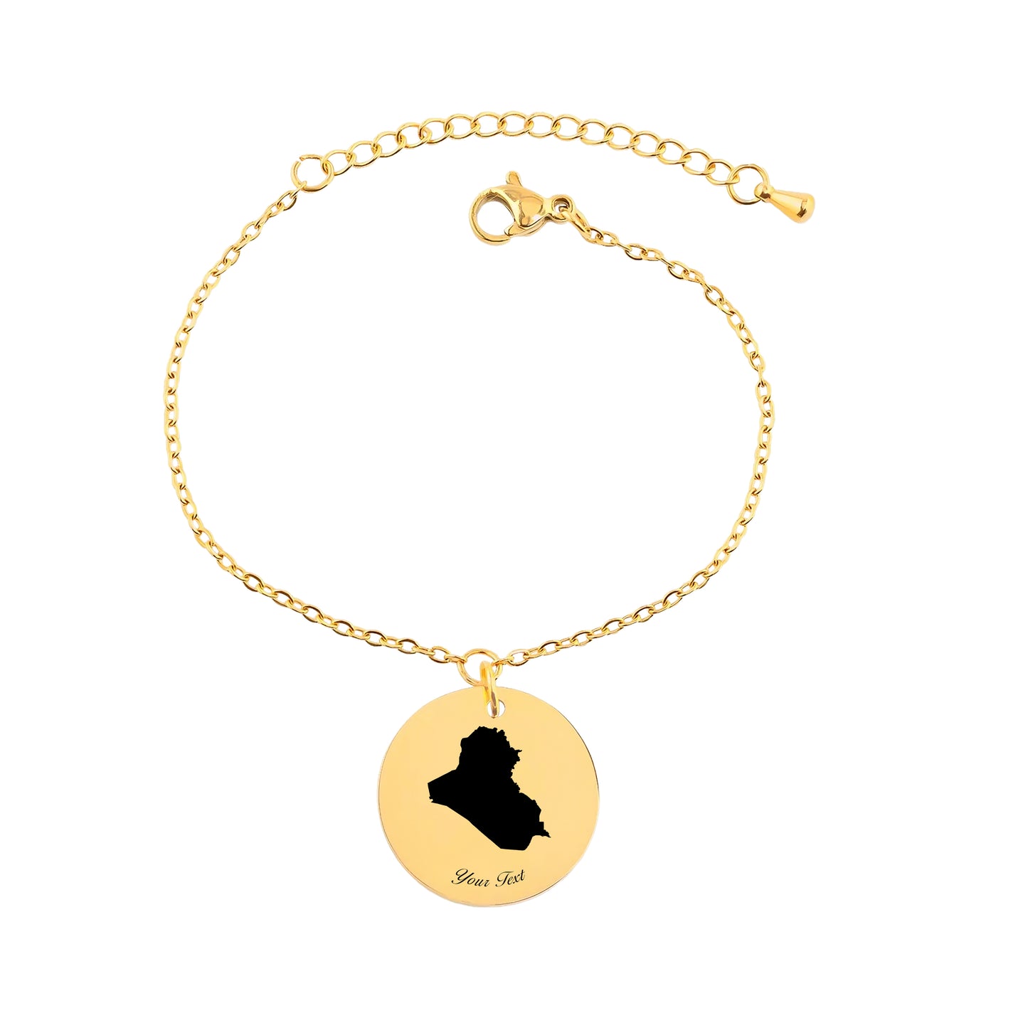 Iraq Country Map Necklace - Personalizable Jewelry