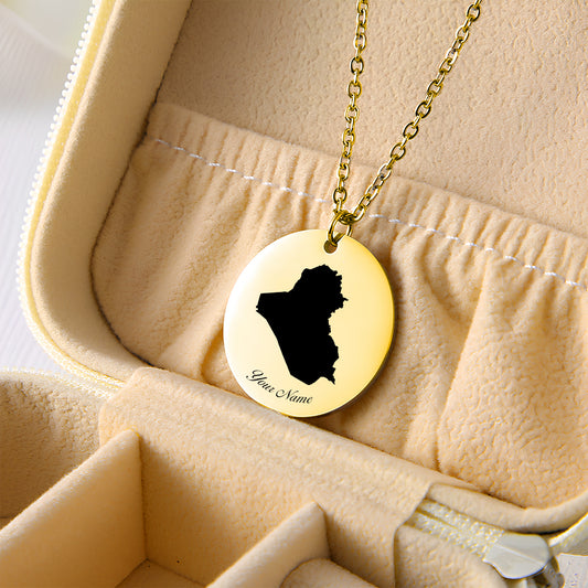 Iraq Country Map Necklace - Personalizable Jewelry