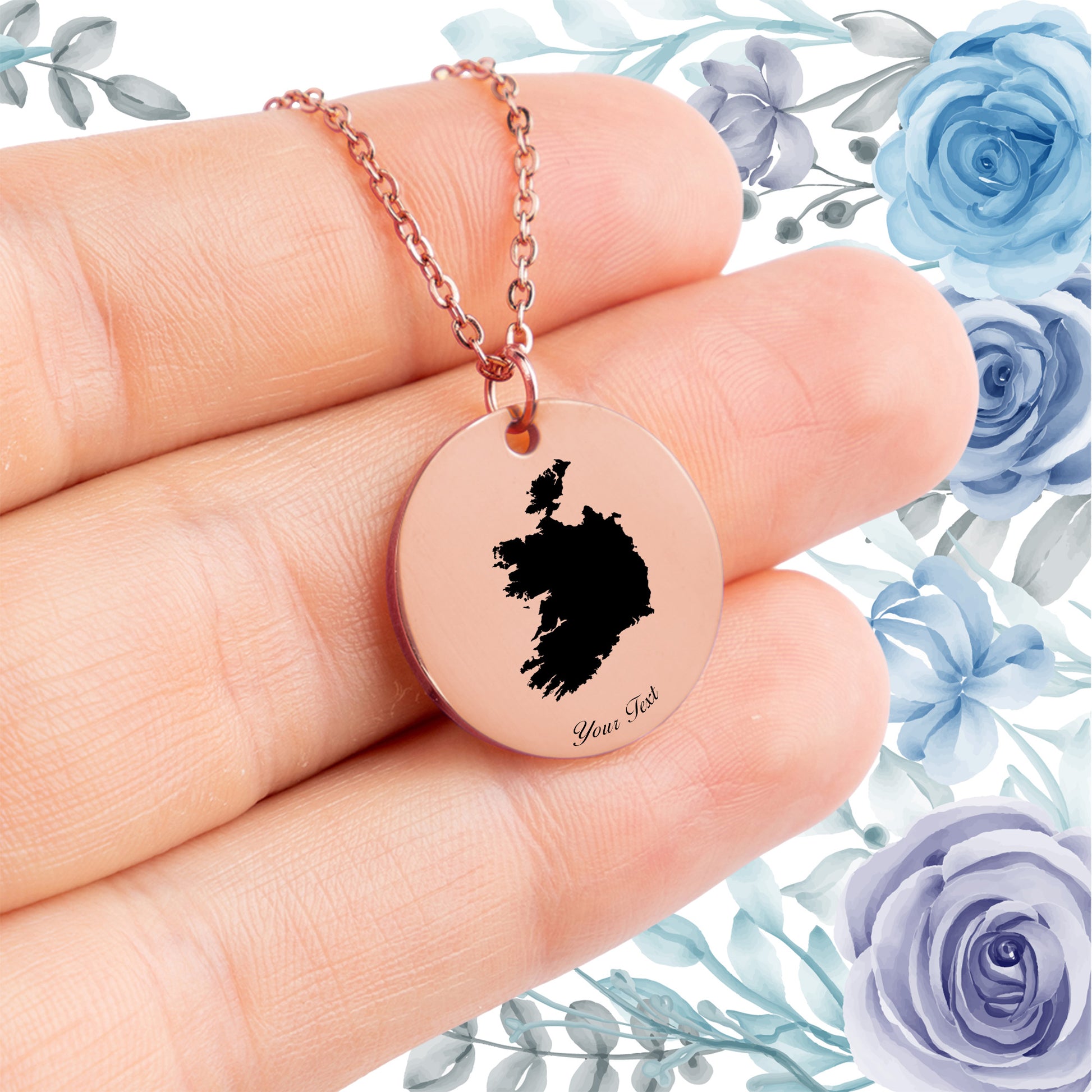 Ireland Country Map Necklace - Personalizable Jewelry
