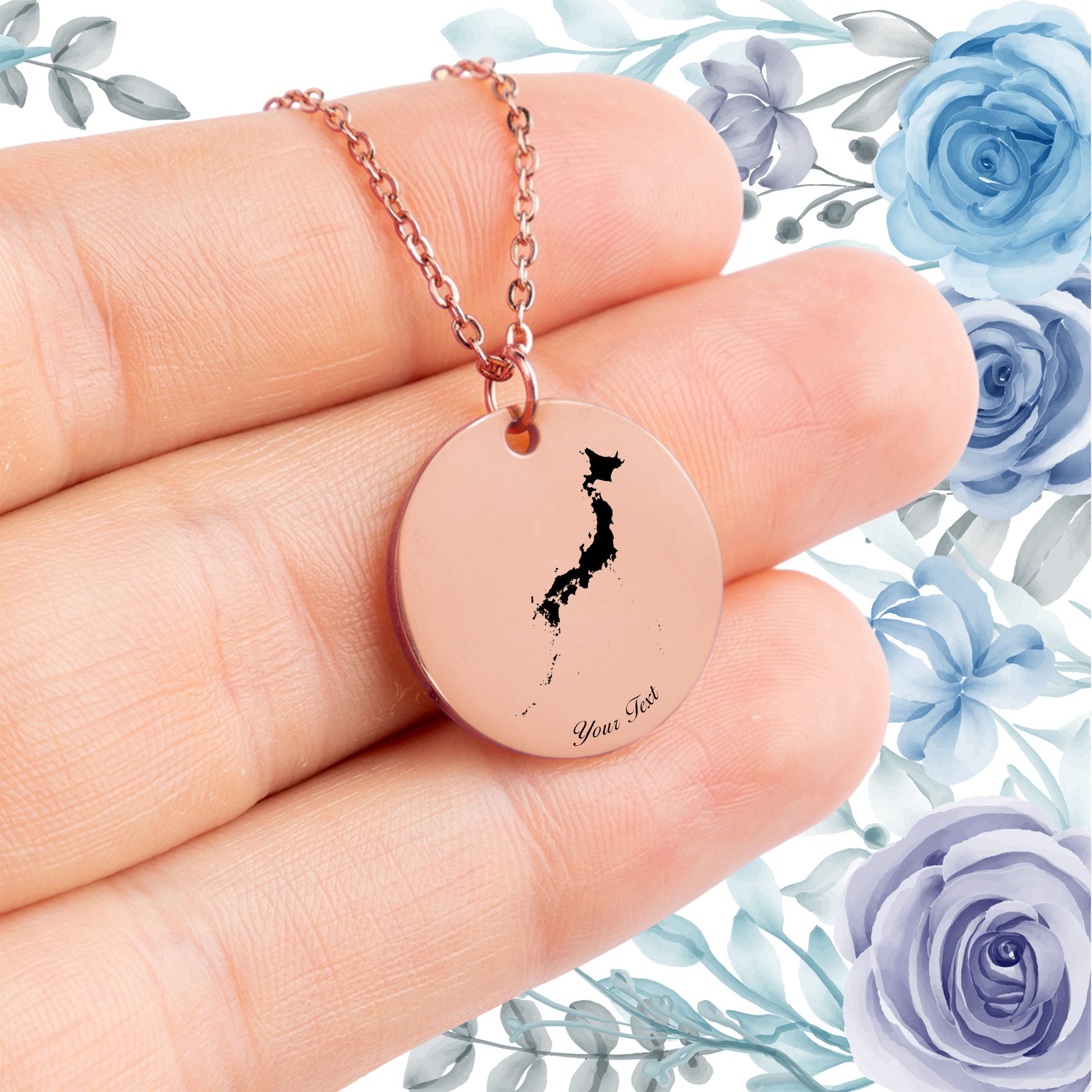 Japan Country Map Necklace - Personalizable Jewelry