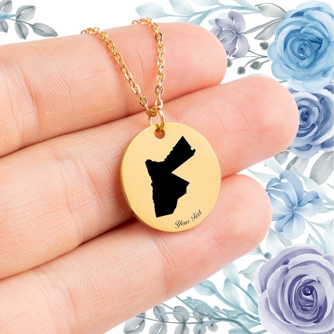 Jordan Country Map Necklace - Personalizable Jewelry