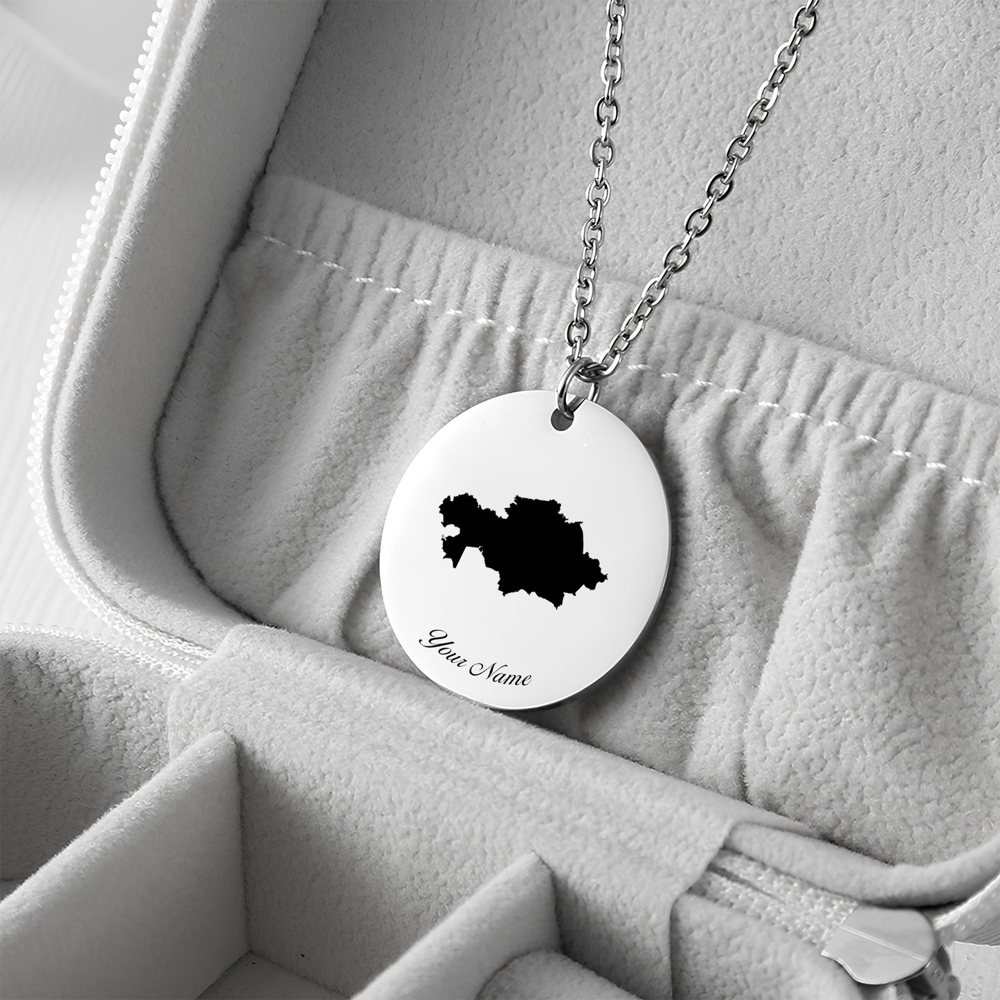 Kazakhstan Country Map Necklace - Personalizable Jewelry