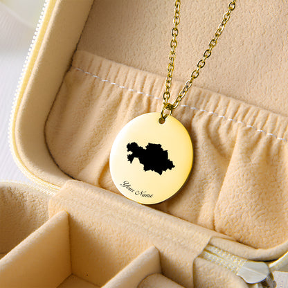 Kazakhstan Country Map Necklace - Personalizable Jewelry