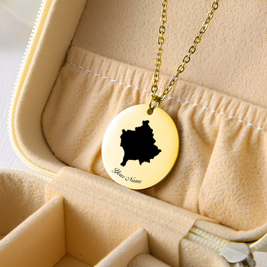 Kosovo Country Map Necklace - Personalizable Jewelry