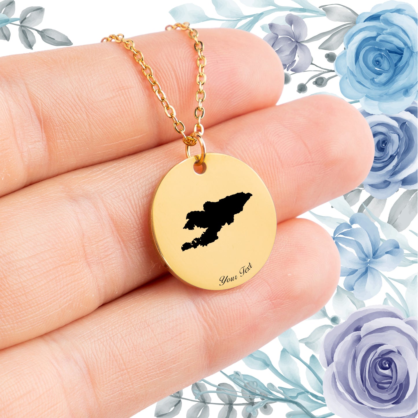 Kyrgyzstan Country Map Necklace - Personalizable Jewelry