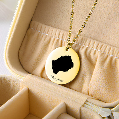 Lesotho Country Map Necklace - Personalizable Jewelry