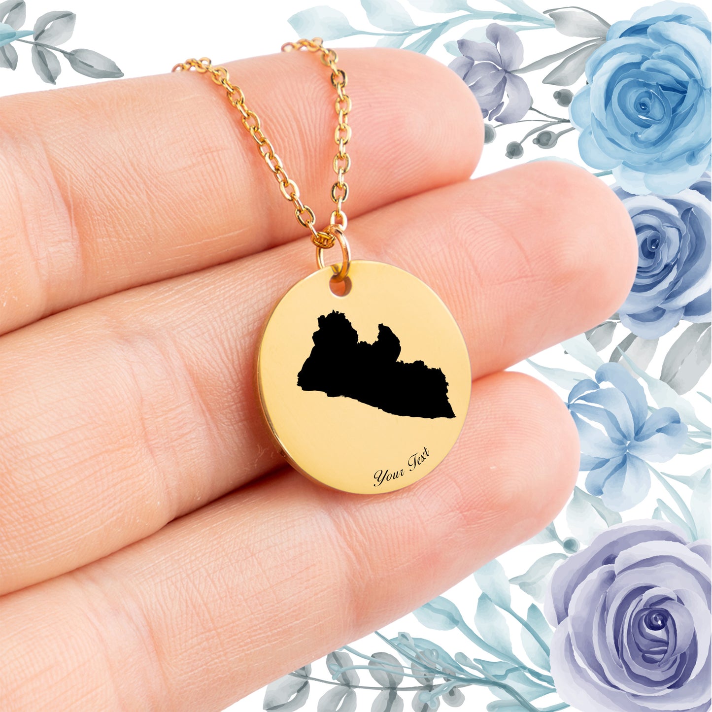 Liberia Country Map Necklace - Personalizable Jewelry