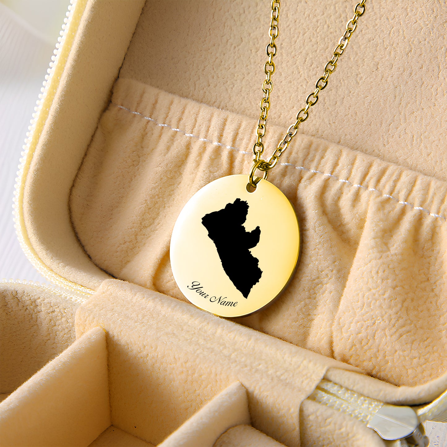 Liberia Country Map Necklace - Personalizable Jewelry