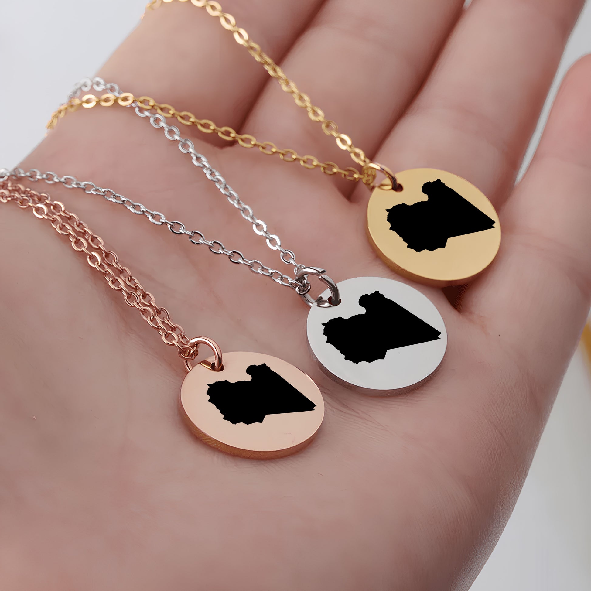 Libya Country Map Necklace - Personalizable Jewelry