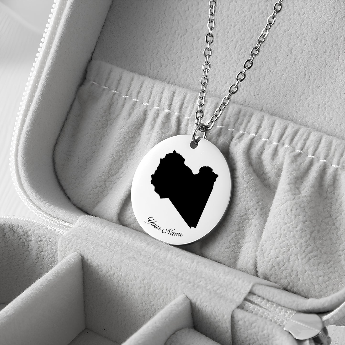 Libya Country Map Necklace - Personalizable Jewelry