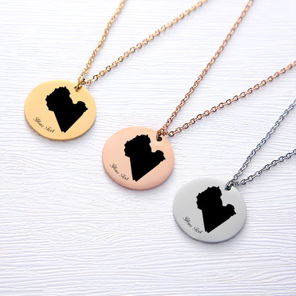 Libya Country Map Necklace - Personalizable Jewelry