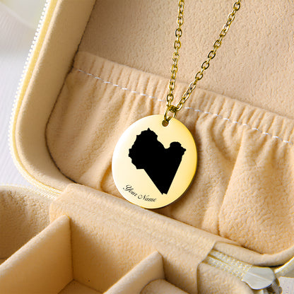 Libya Country Map Necklace - Personalizable Jewelry