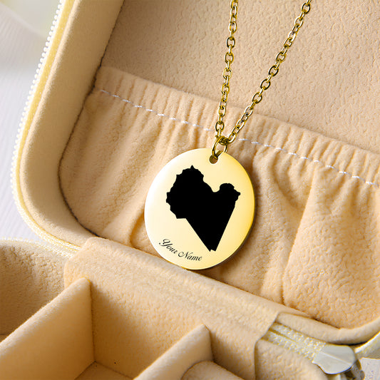 Libya Country Map Necklace - Personalizable Jewelry