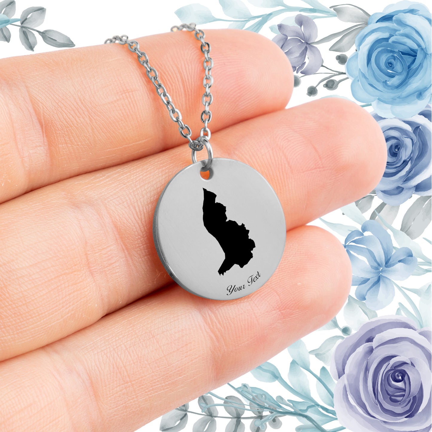 Liechtenstein Country Map Necklace - Personalizable Jewelry