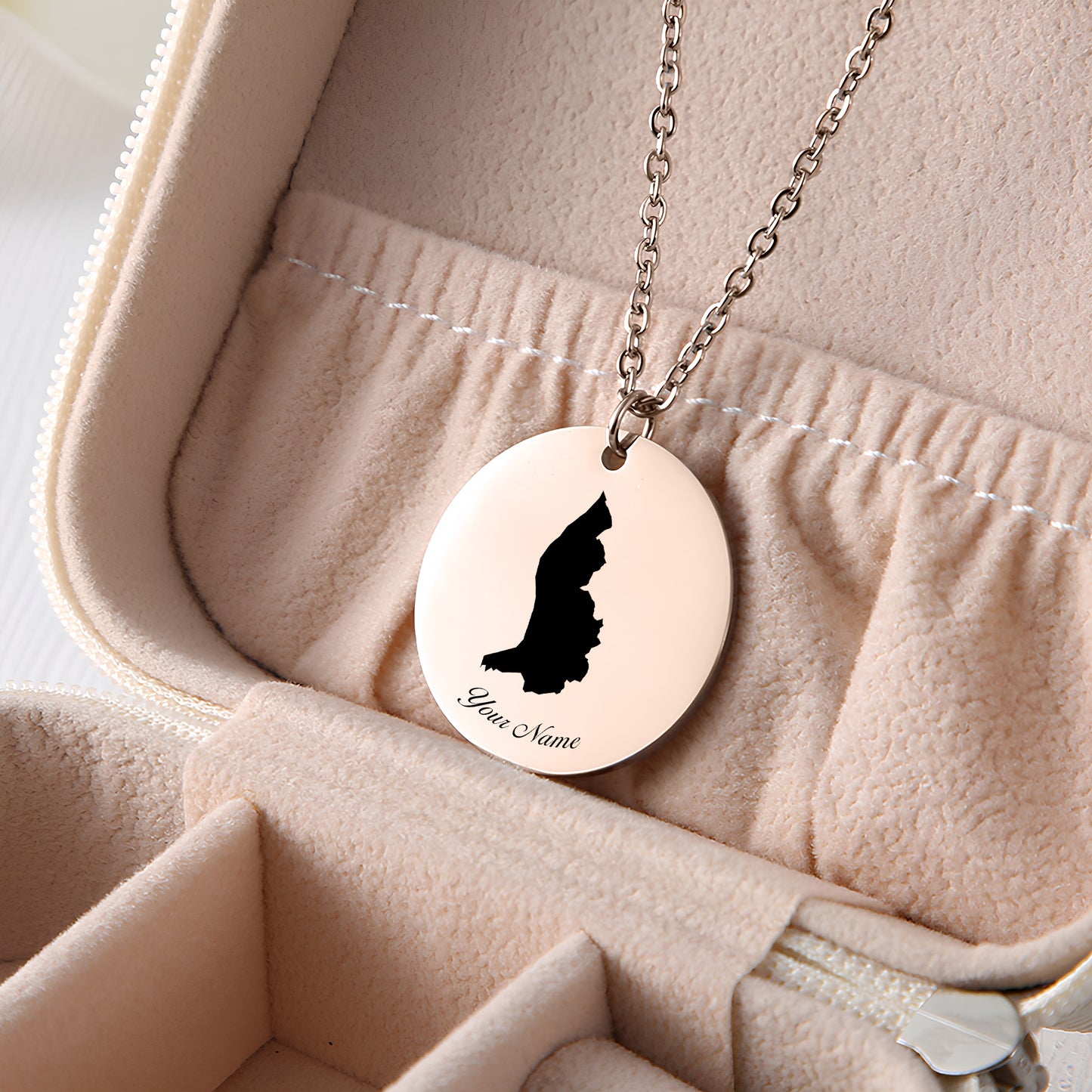 Liechtenstein Country Map Necklace - Personalizable Jewelry