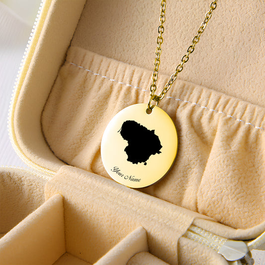 Lithuania Country Map Necklace - Personalizable Jewelry