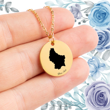 Luxembourg Country Map Necklace - Personalizable Jewelry