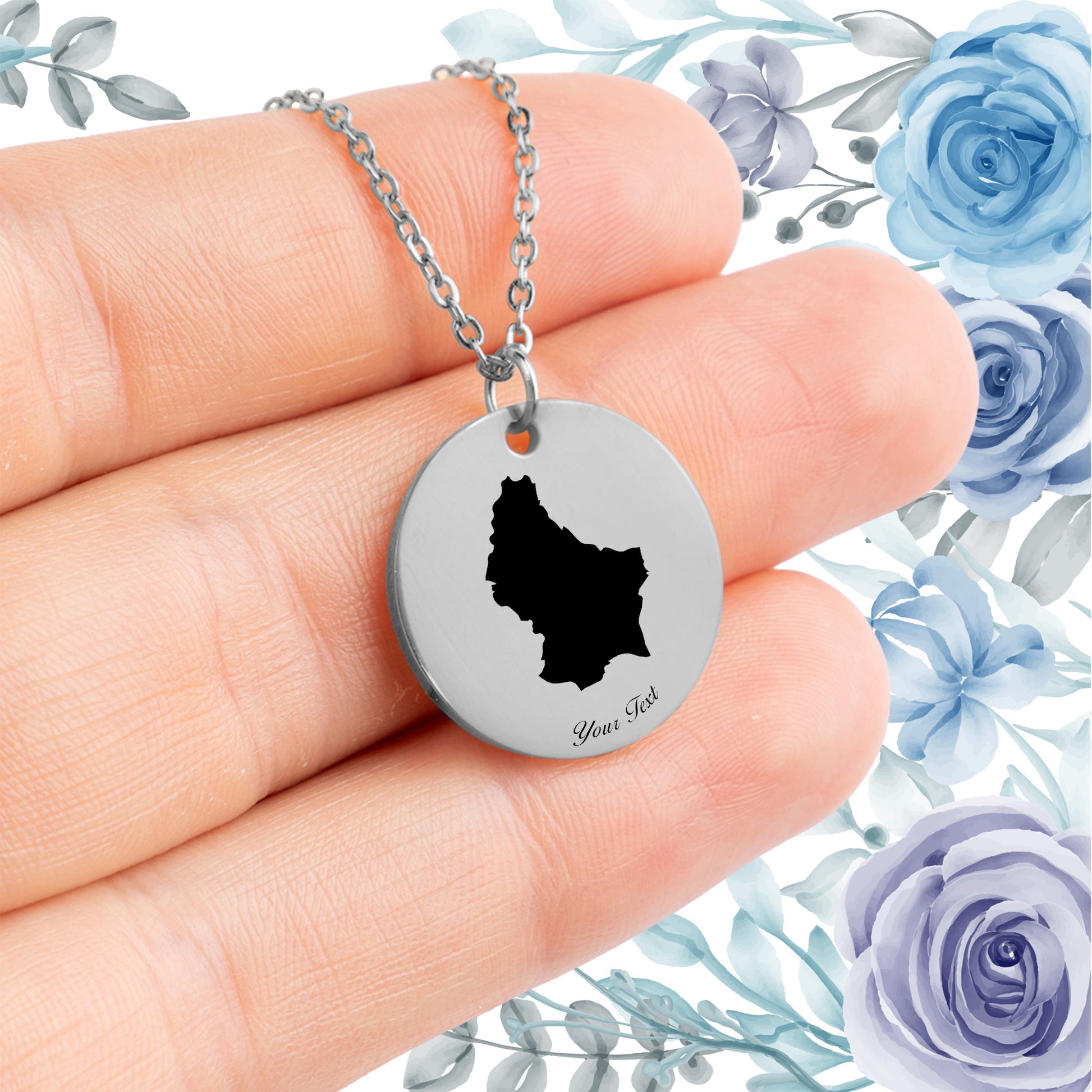 Luxembourg Country Map Necklace - Personalizable Jewelry