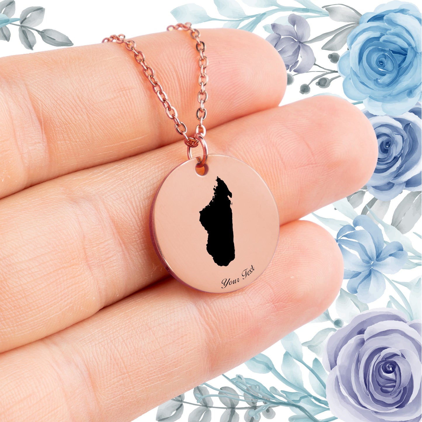 Madagascar Country Map Necklace - Personalizable Jewelry