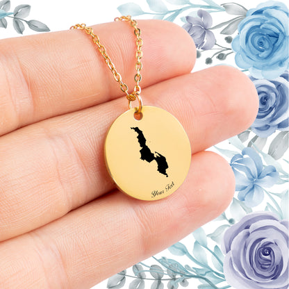 Malawi Country Map Necklace - Personalizable Jewelry