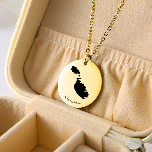Malta Country Map Necklace - Personalizable Jewelry