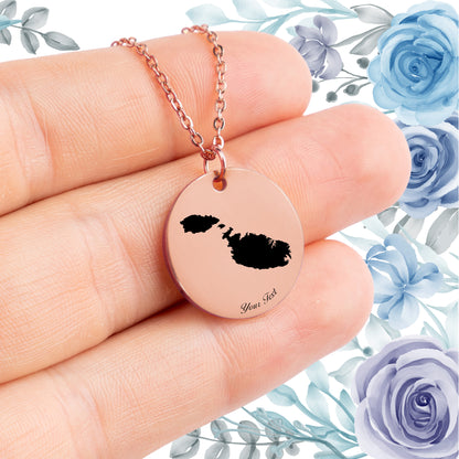 Malta Country Map Necklace - Personalizable Jewelry