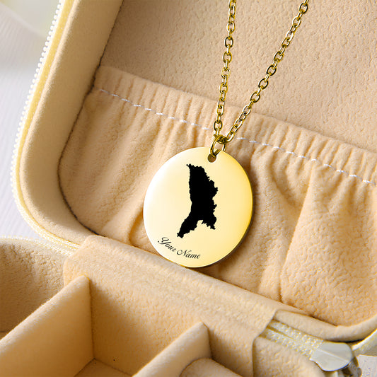 Moldova Country Map Necklace - Personalizable Jewelry