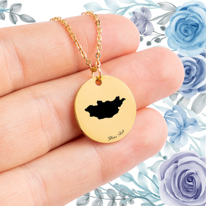 Mongolia Country Map Necklace - Personalizable Jewelry