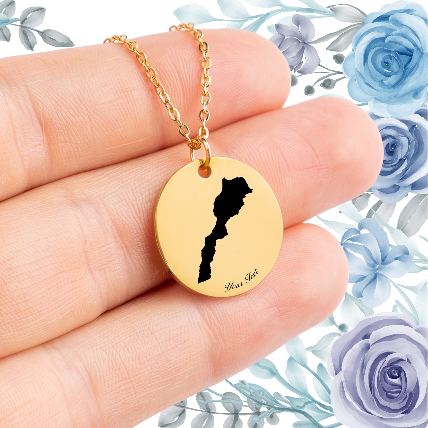 Morocco Country Map Necklace - Personalizable Jewelry