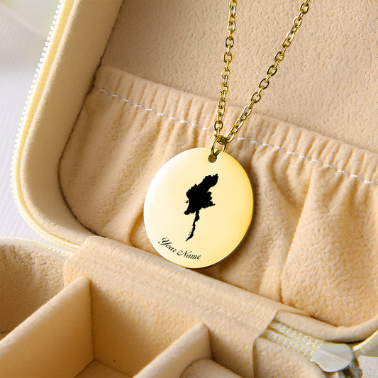 Myanmar Country Map Necklace - Personalizable Jewelry