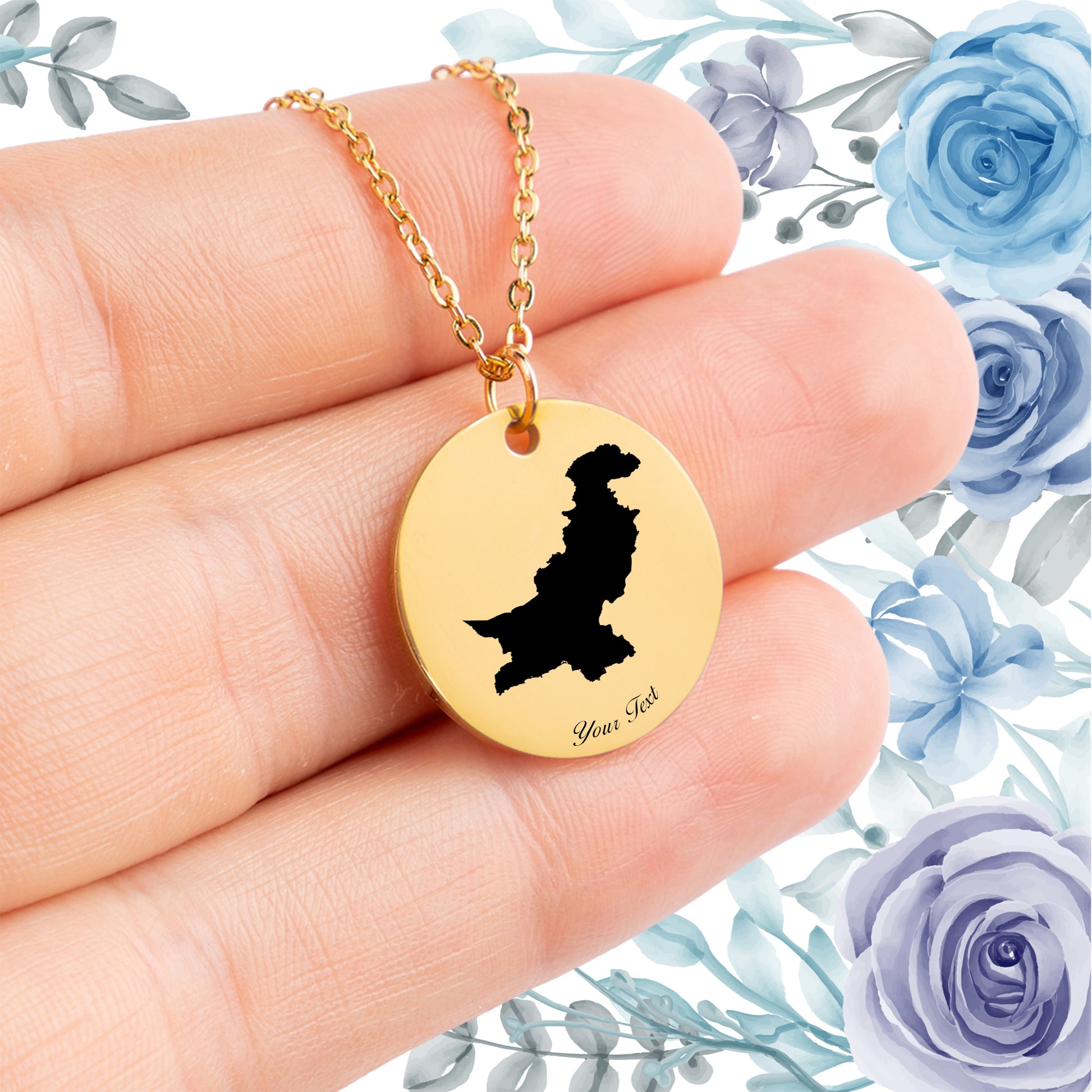 Pakistan Country Map Necklace - Personalizable Jewelry