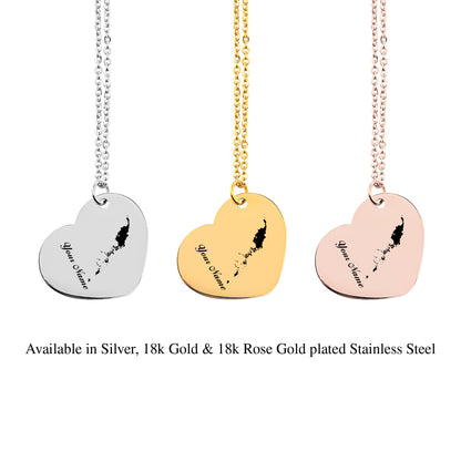 Palau Country Map Necklace - Personalizable Jewelry