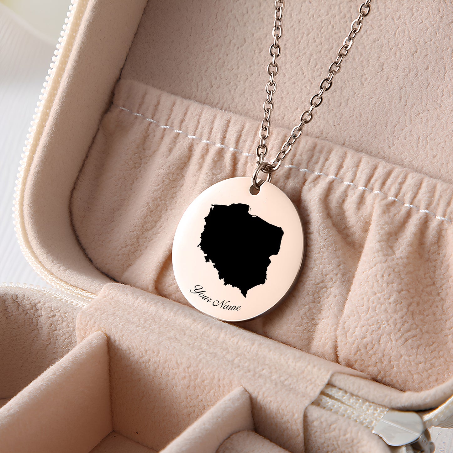 Poland Country Map Necklace - Personalizable Jewelry