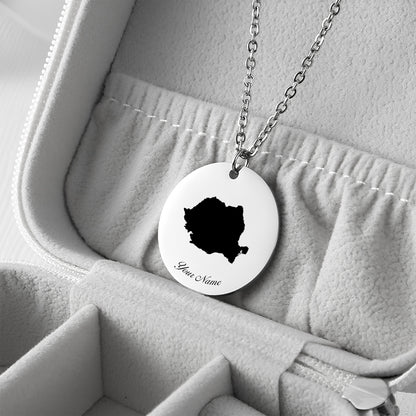 Romania Country Map Necklace - Personalizable Jewelry