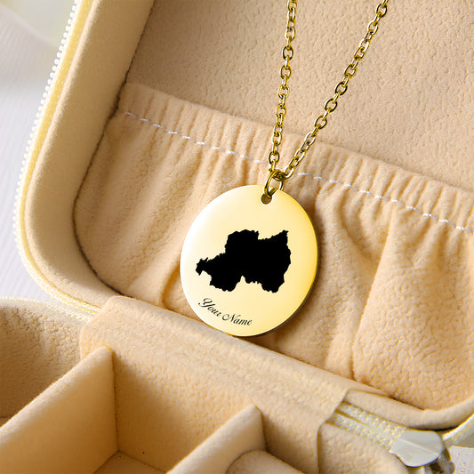 Rwanda Country Map Necklace - Personalizable Jewelry