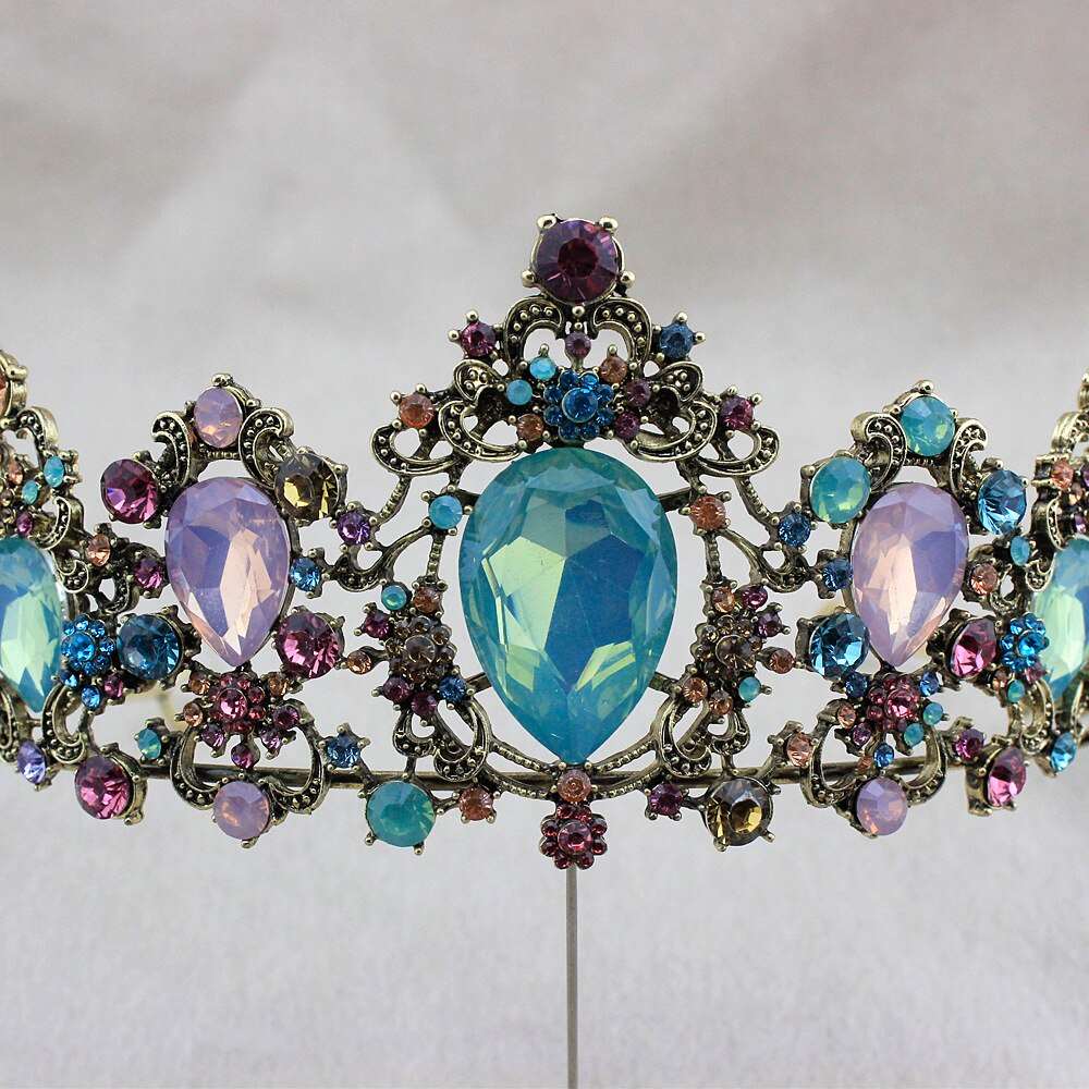 Baroque Retro Gold Color Crystal Bridal Tiaras Crowns