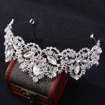 Baroque Gold Color Green Crystal Bridal Crown Tiaras Rhinestone Diadem Veil Tiara Bride Headband shehzadizevar