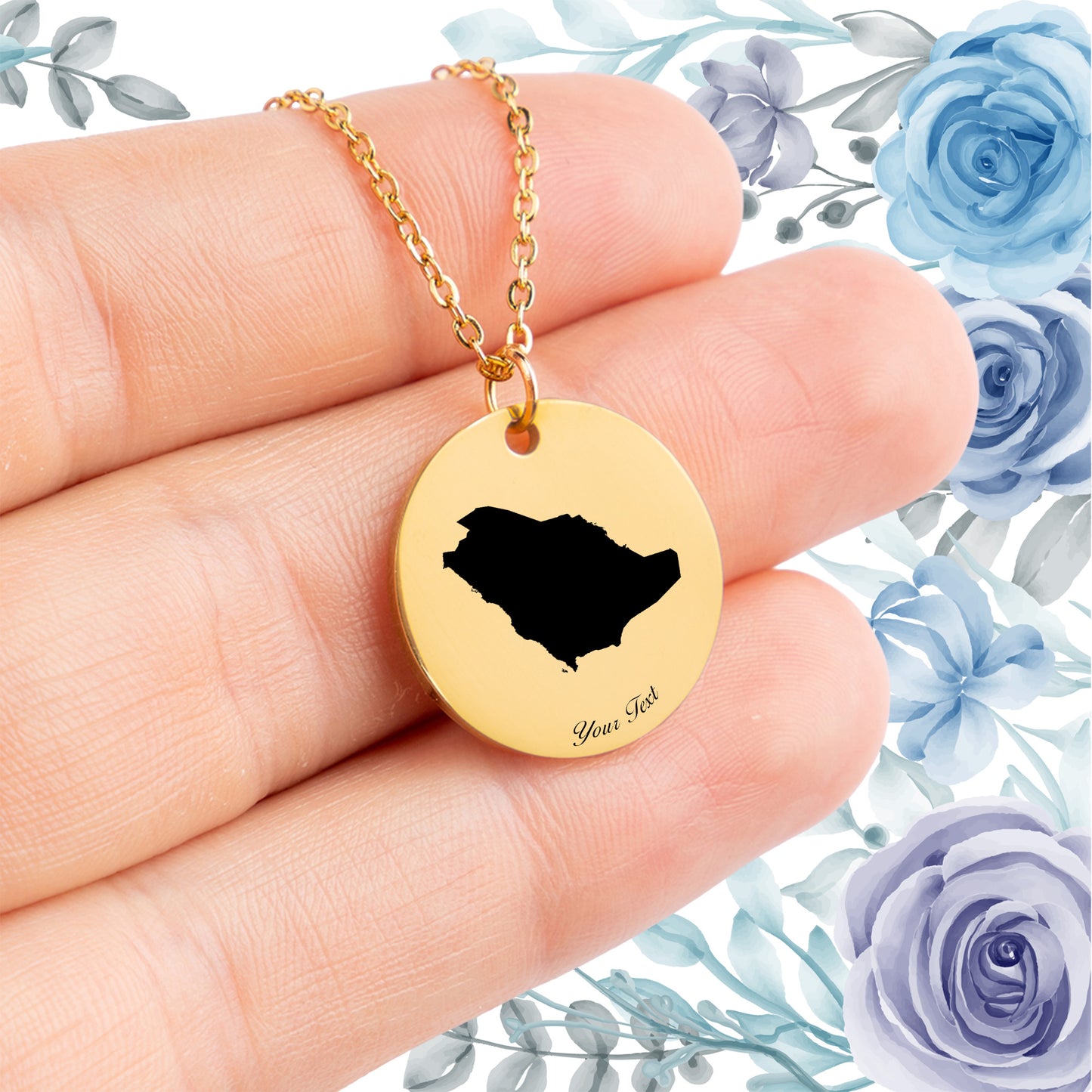 Saudi Arabia Country Map Necklace - Personalizable Jewelry