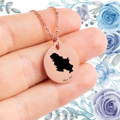 Serbia Country Map Necklace - Personalizable Jewelry