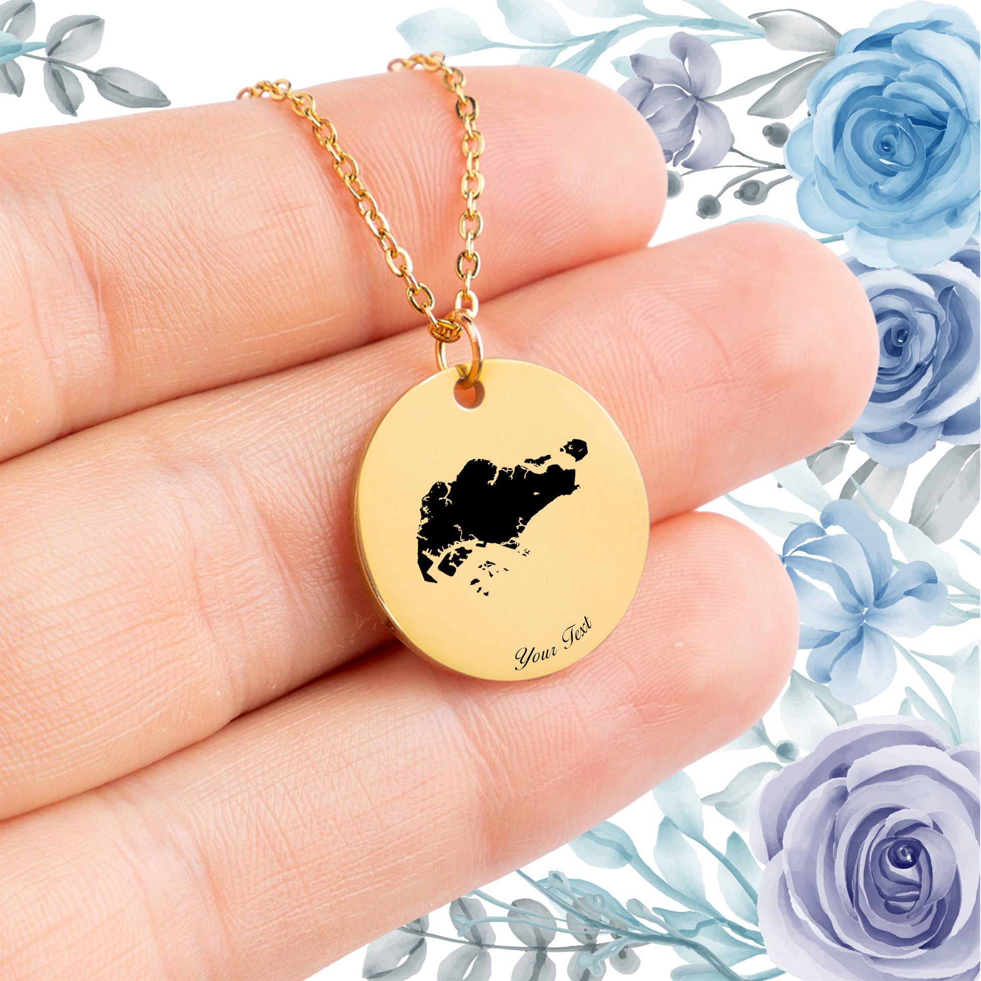 Singapore Country Map Necklace - Personalizable Jewelry