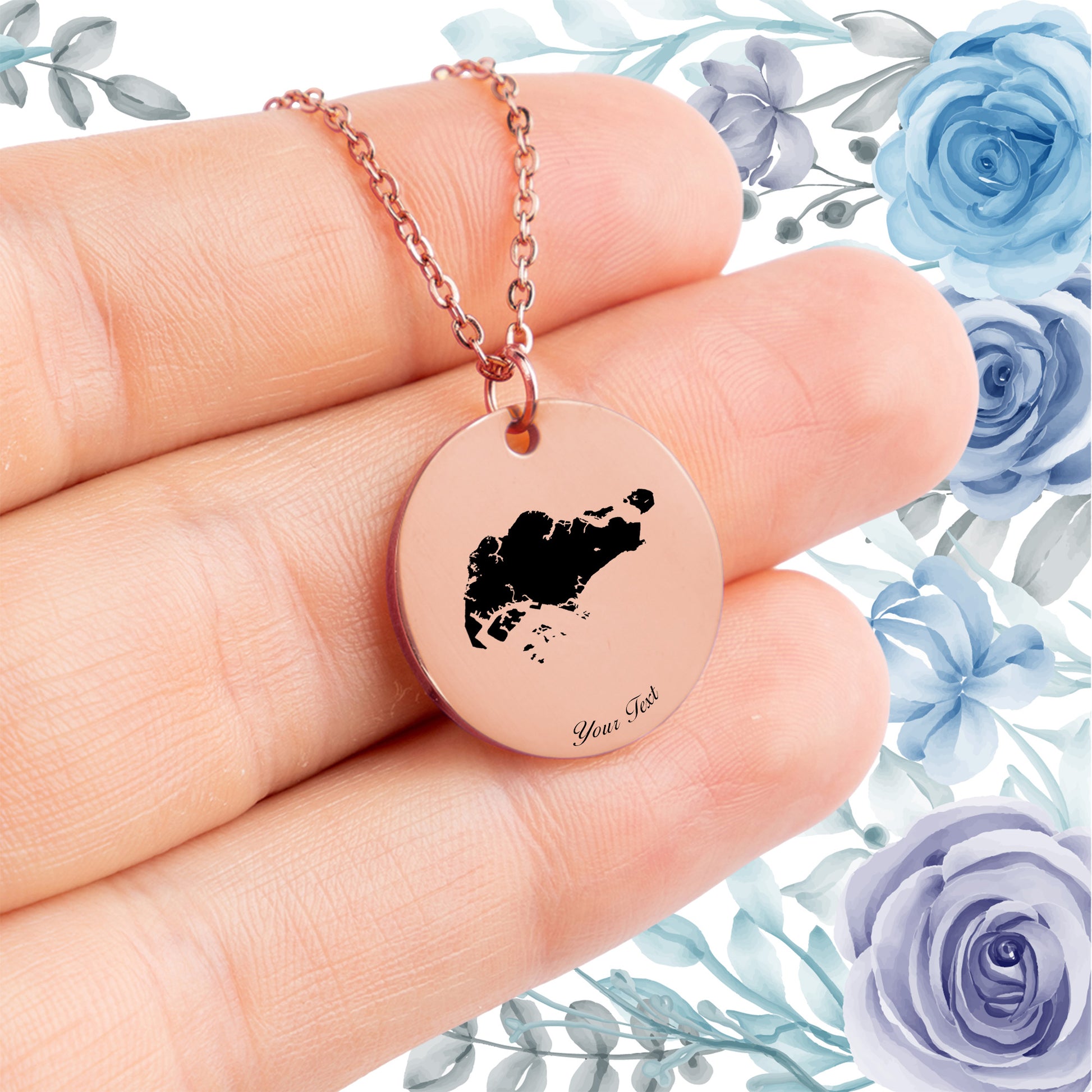 Singapore Country Map Necklace - Personalizable Jewelry