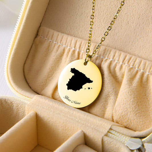 Spain Country Map Necklace - Personalizable Jewelry