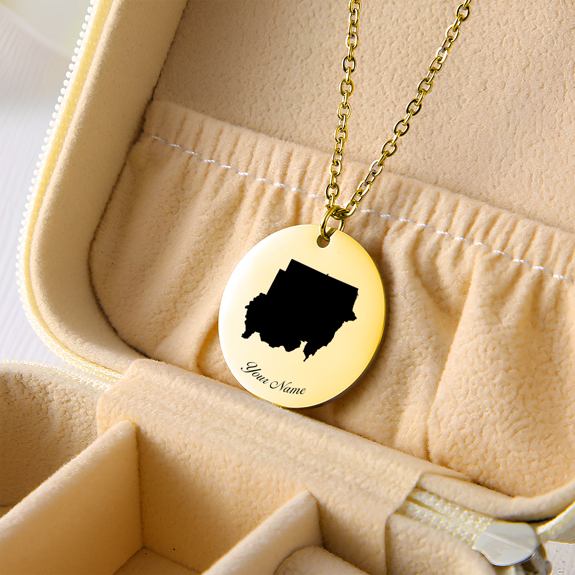 Sudan Country Map Necklace - Personalizable Jewelry