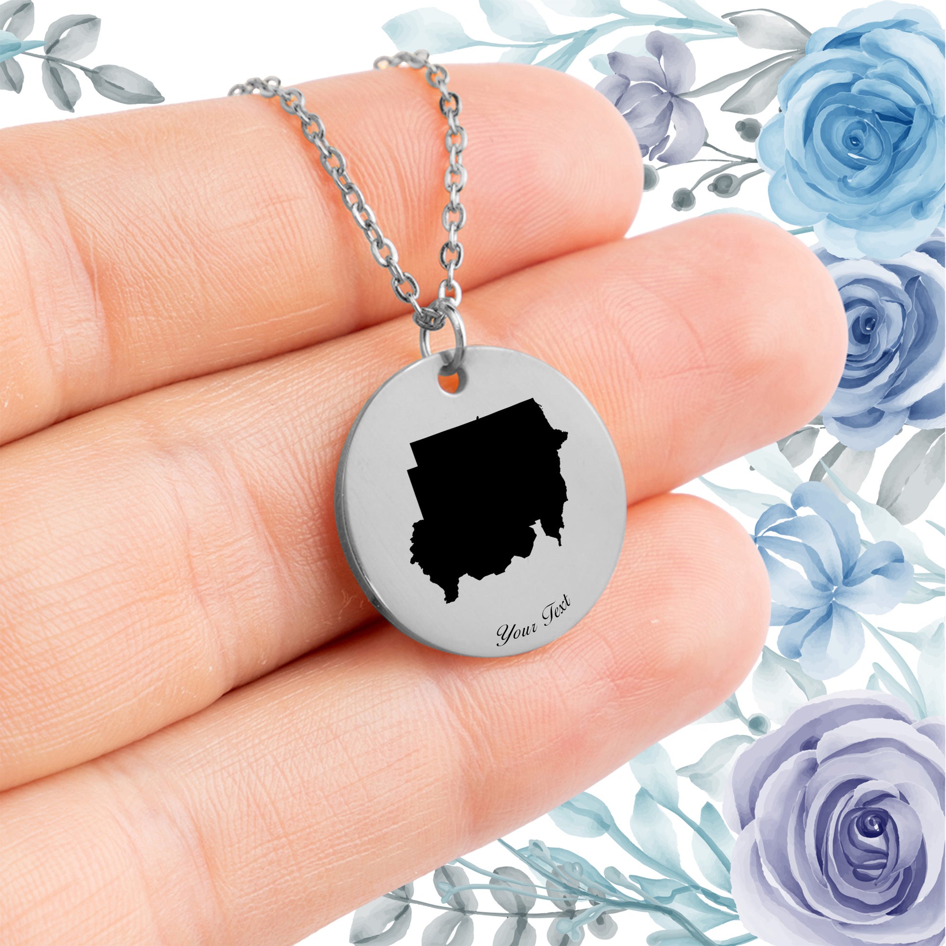 Sudan Country Map Necklace - Personalizable Jewelry