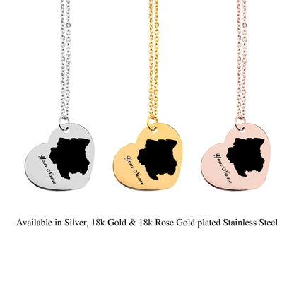 Suriname Country Map Necklace - Personalizable Jewelry