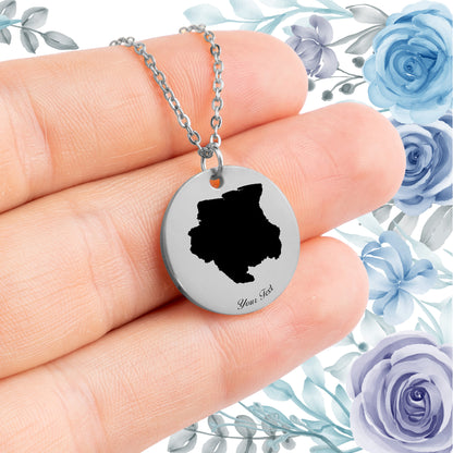 Suriname Country Map Necklace - Personalizable Jewelry