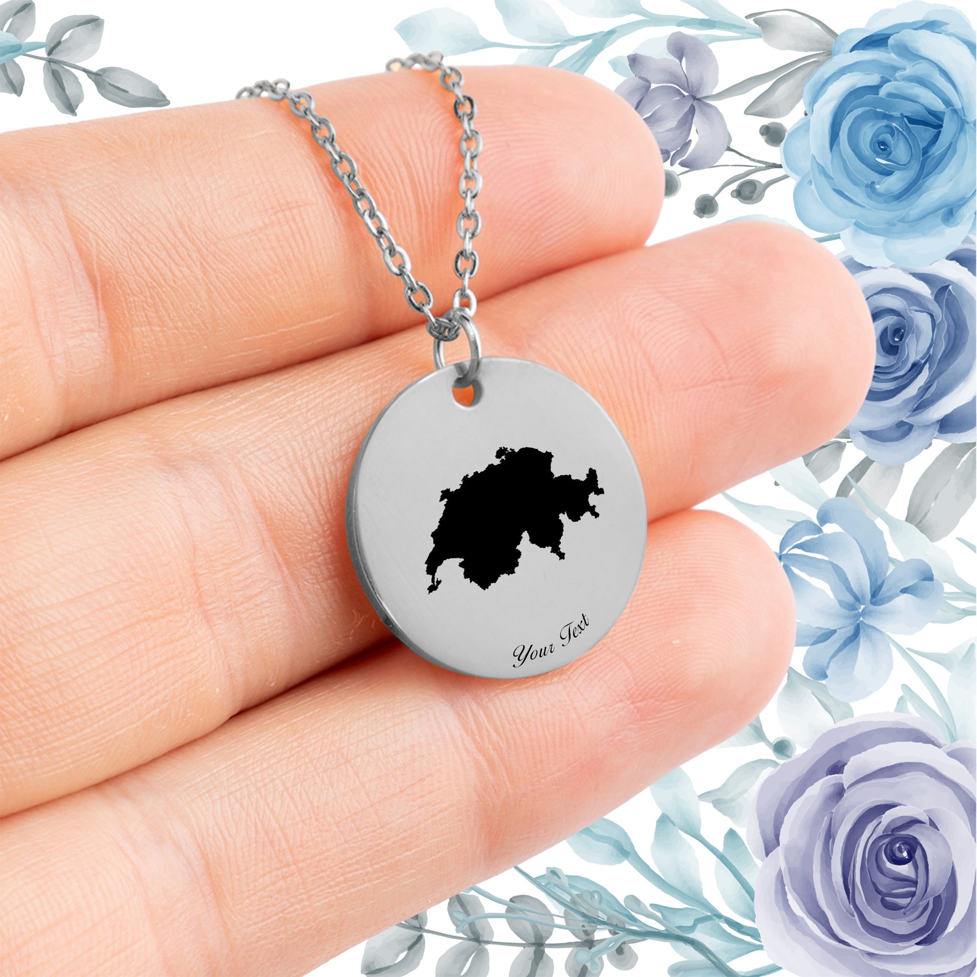 Switzerland Country Map Necklace - Personalizable Jewelry