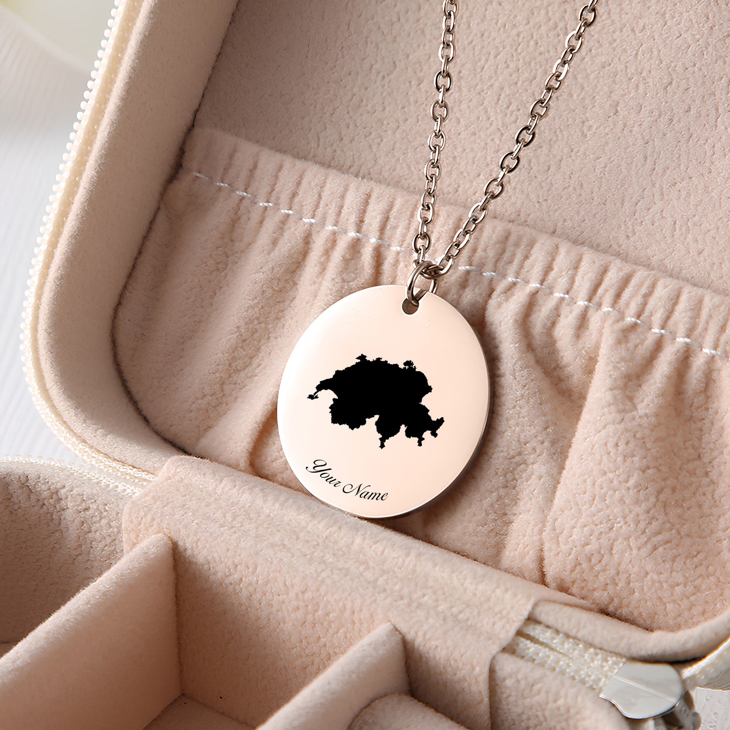 Switzerland Country Map Necklace - Personalizable Jewelry